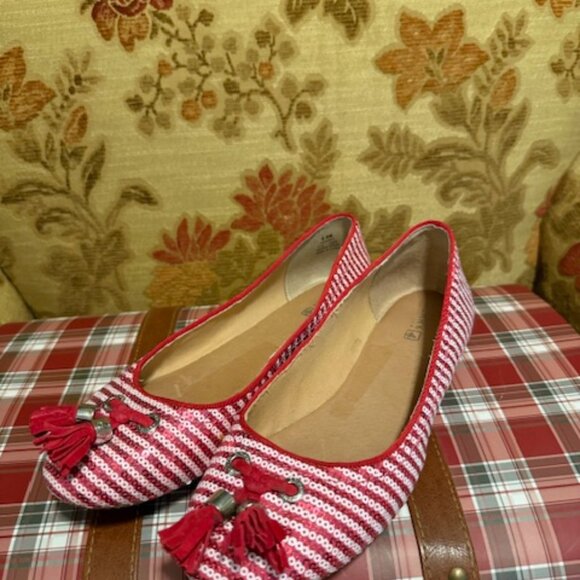 Sperry Top-Sider Bliss Berry & White Striped Sequin Flats Shoes Women SIZE 6.5 - Picture 6 of 14